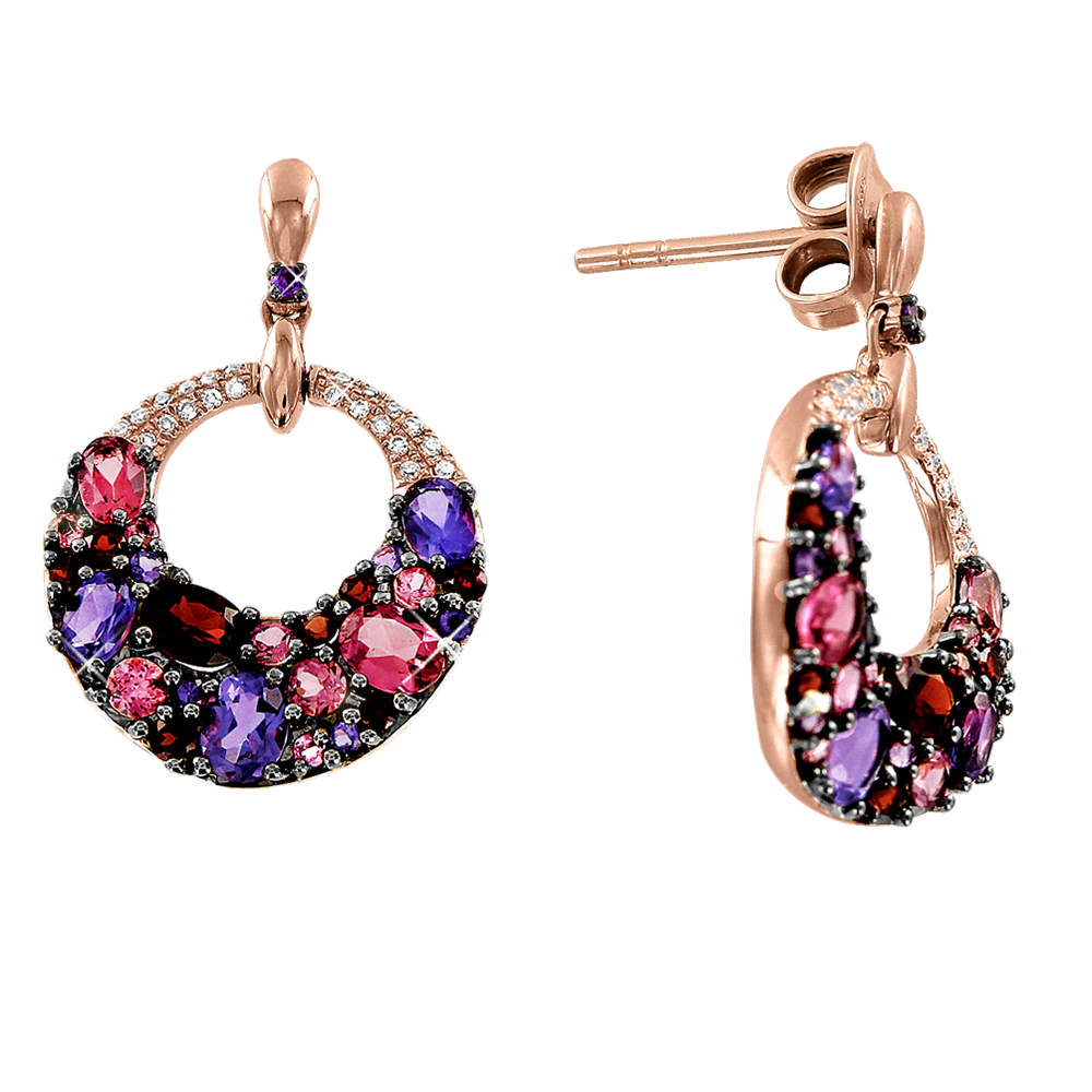 Ohrstecker mit Amethyst, Granat, Turmalin und Brillanten Bild 1