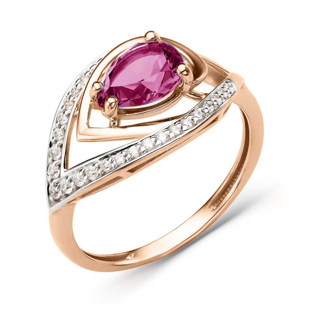 Damenring mit Amethyst und Zirkonia Bild 1