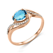 Damenring mit London Blue Topas und Zirkonia Bild 1