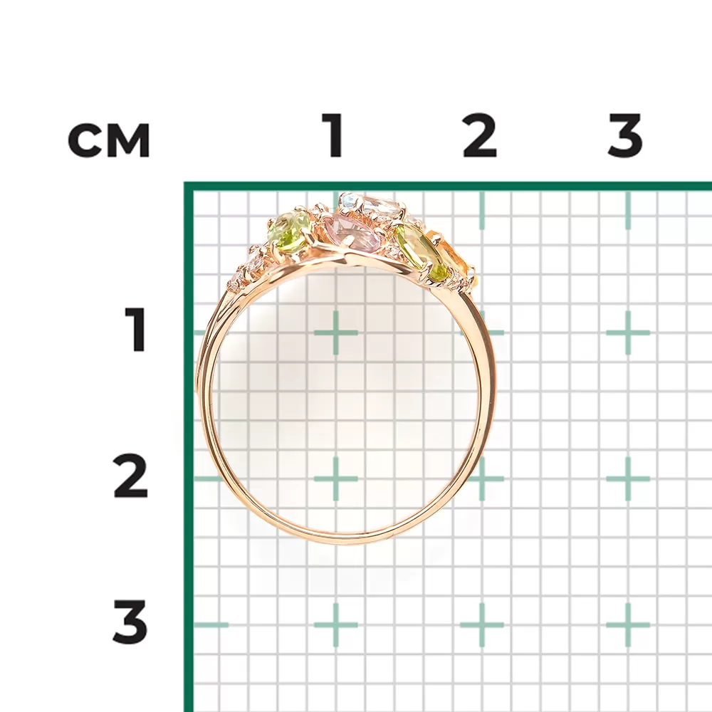 Damenring mit Zirkonia,Topas, Chrysolithen, Amethyst und Zitrin Bild 3