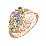 Damenring mit Zirkonia,Topas, Chrysolithen, Amethyst und Zitrin Bild 1
