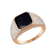 Herrenring mit Zirkonia und Onix Bild 1