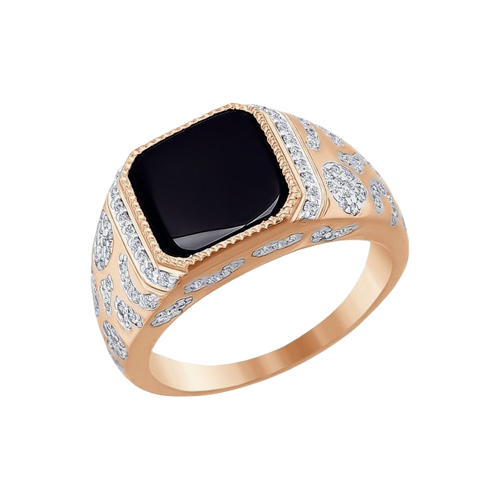Herrenring mit Zirkonia und Onix Bild 1