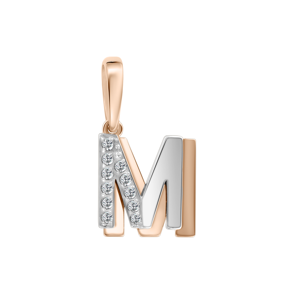 Buchstabenanhänger "M" mit Zirkonia Bild 1