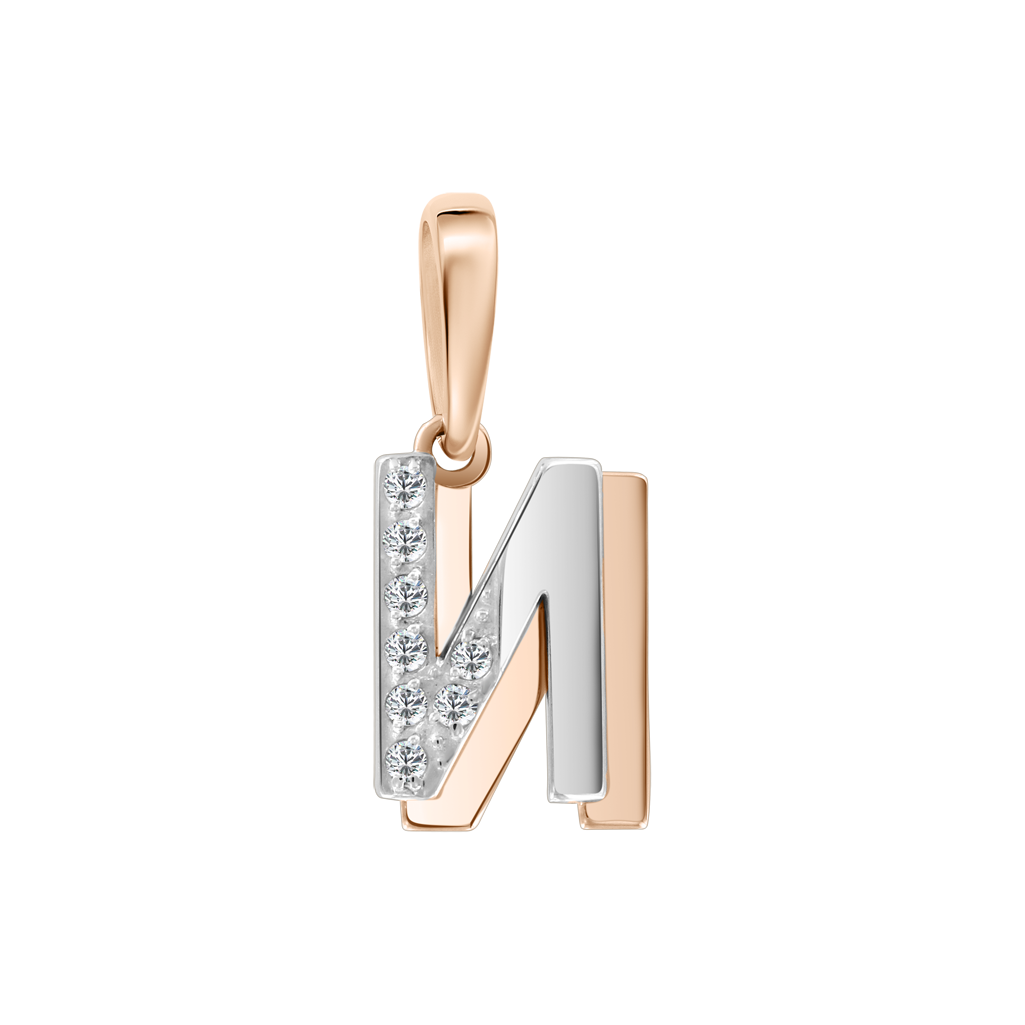 Buchstabenanhänger "И" mit Zirkonia Bild 1