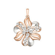 Anhänger Blume mit Zirkonia Rot-/Weißgold Bild 1