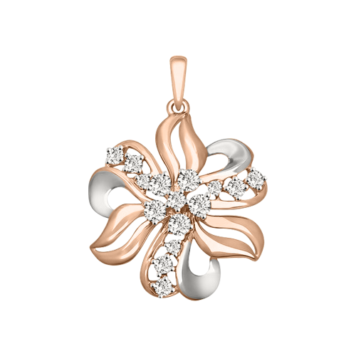 Anhänger Blume mit Zirkonia Rot-/Weißgold Bild 1