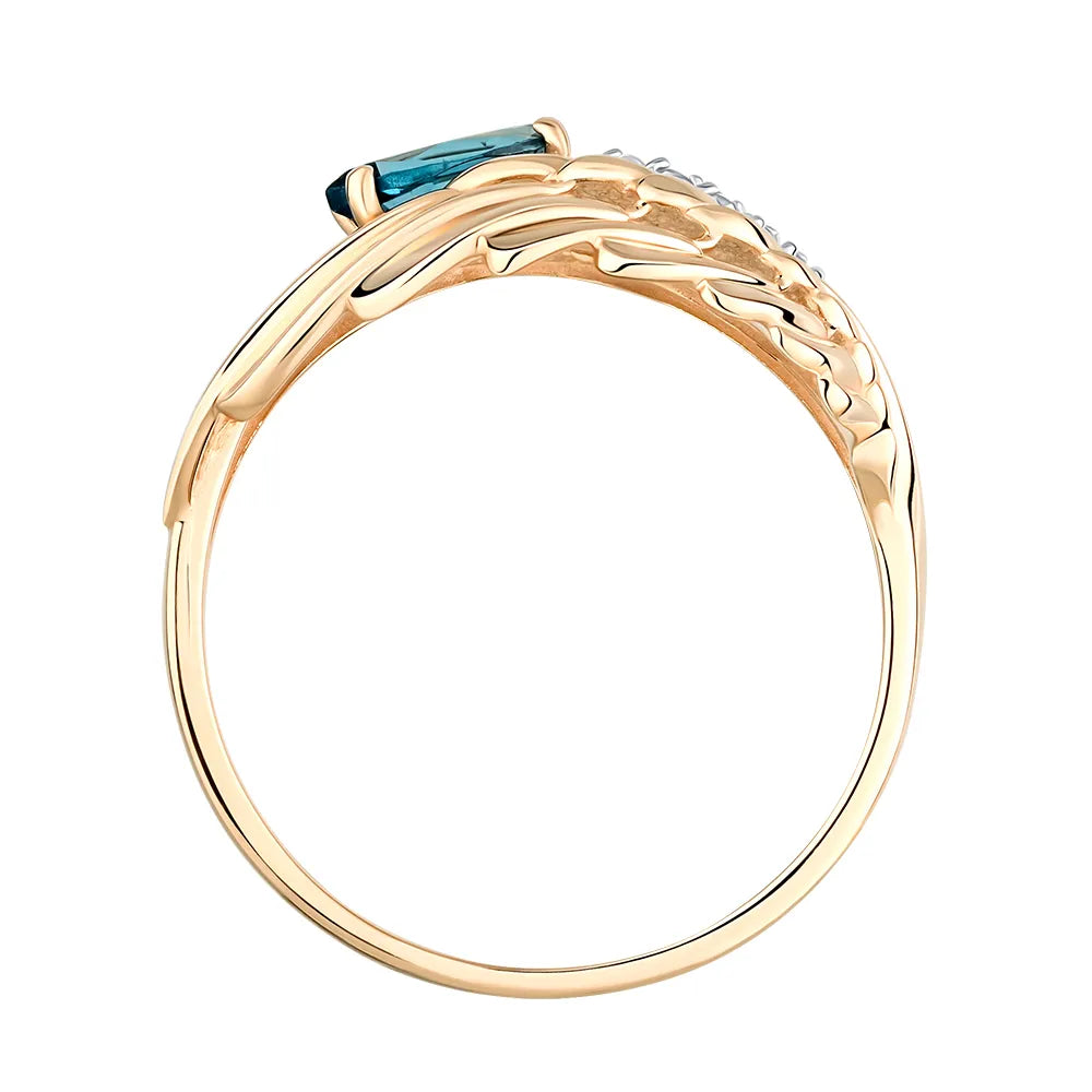 Damenring mit London Blue Topas und Zirkonia Bild 3