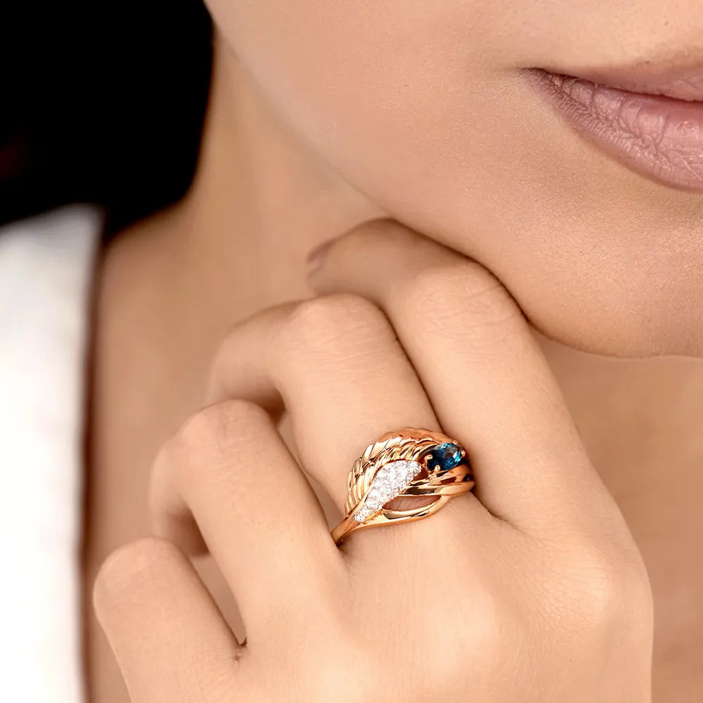 Damenring mit London Blue Topas und Zirkonia Bild 4