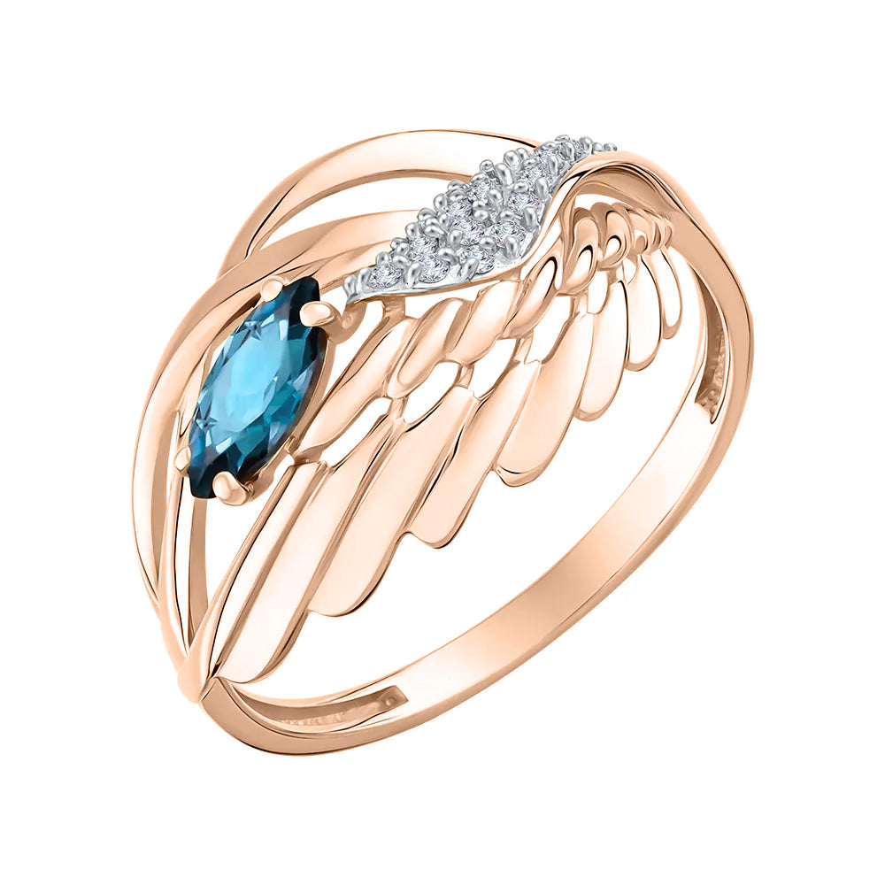 Damenring mit London Blue Topas und Zirkonia Bild 1