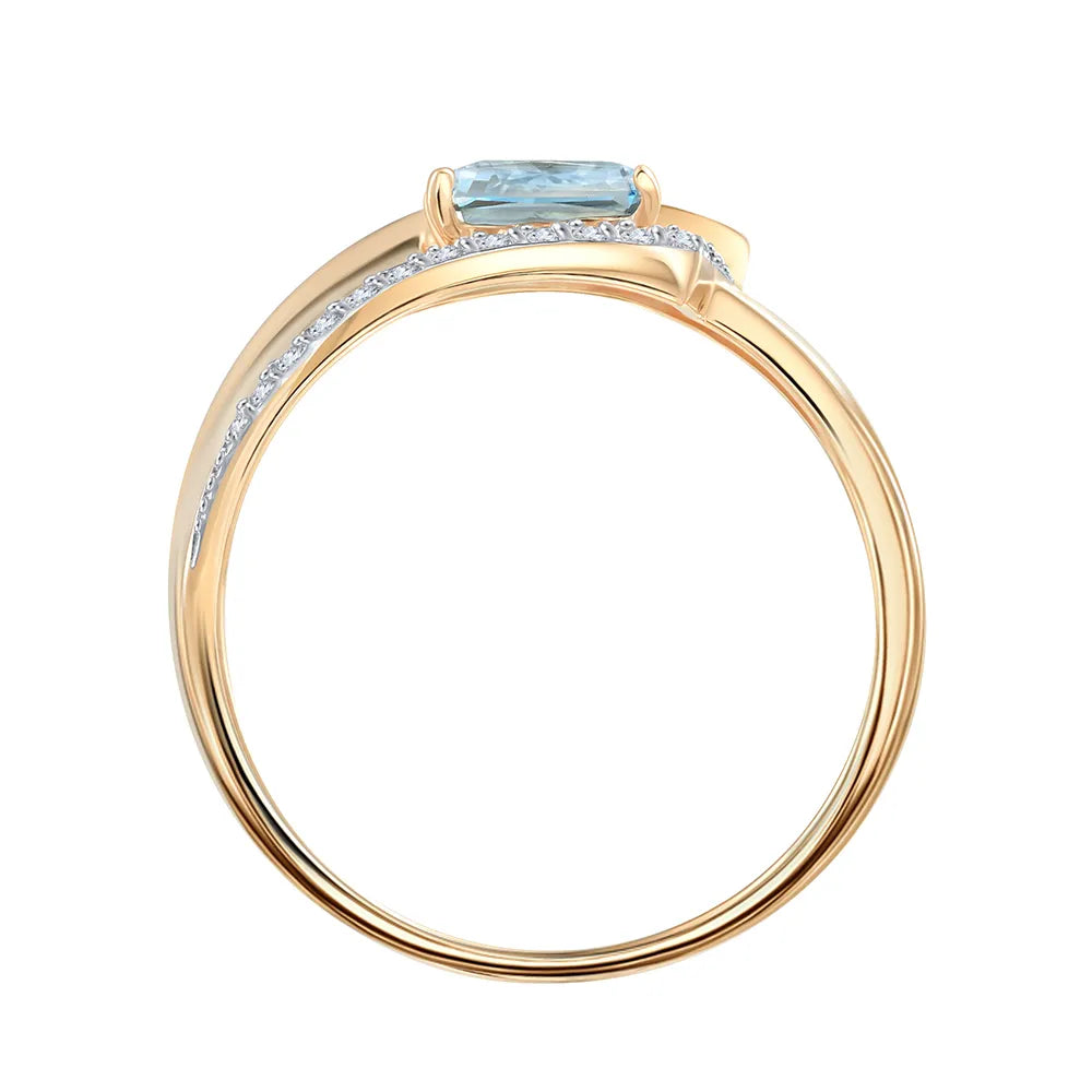 Damenring mit Swiss Blue Topas und Zirkonia Bild 4