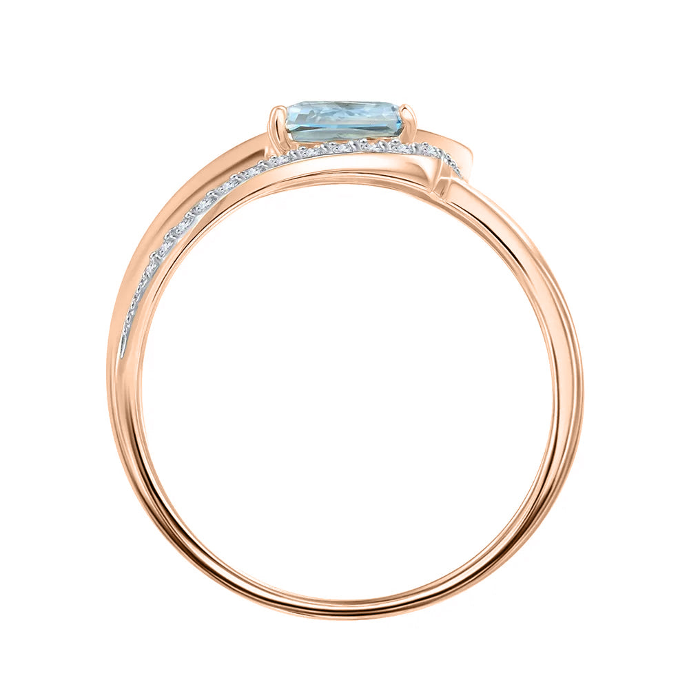 Damenring mit Swiss Blue Topas und Zirkonia Bild 2