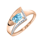 Damenring mit Swiss Blue Topas und Zirkonia Bild 1