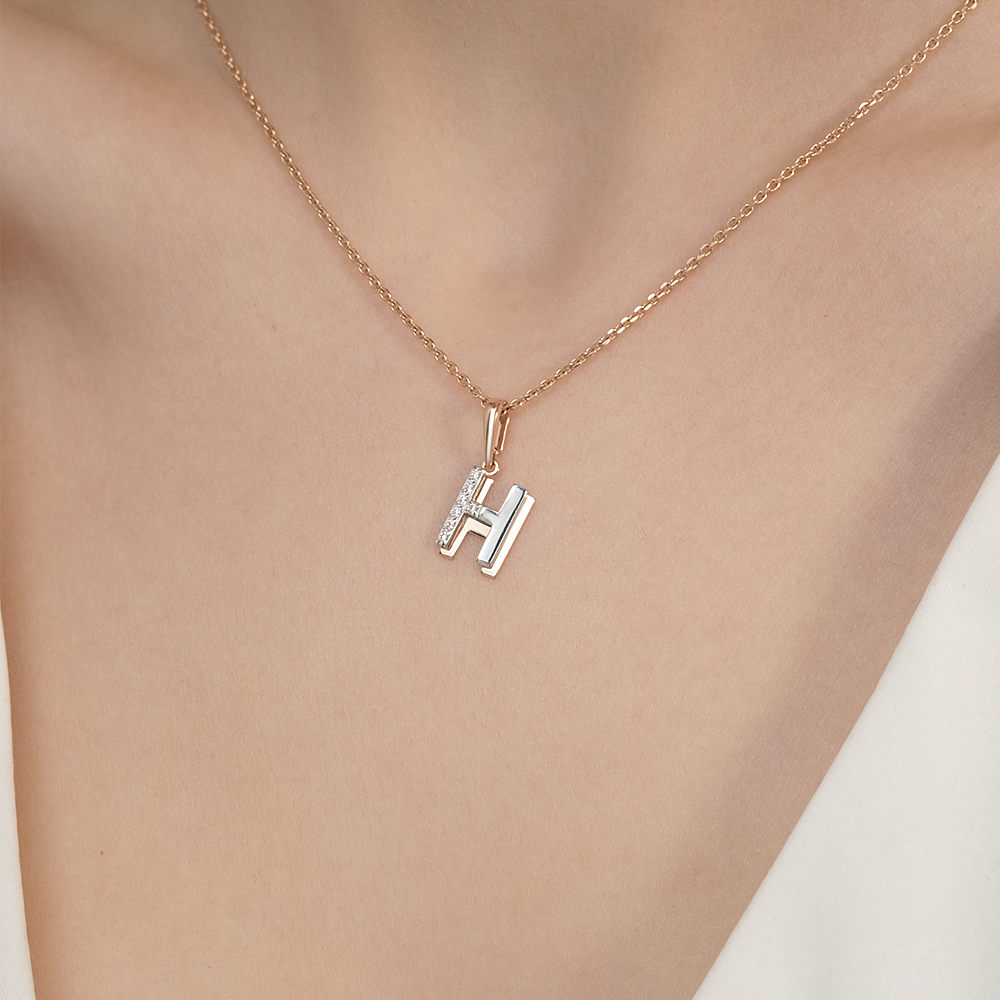 Buchstabenanhänger "H" mit Zirkonia Bild 2