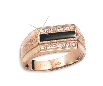 Herrenring mit Onyx und Zirkonia Bild 1