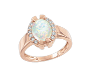 Damenring mit Opal und Zirkonia Bild 1