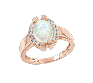 Damenring mit Opal und Zirkonia Bild 1