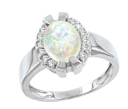 Damenring mit Opal und Zirkonia Bild 1
