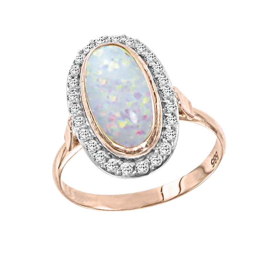 Damenring mit Opal und Zirkonia Bild 1