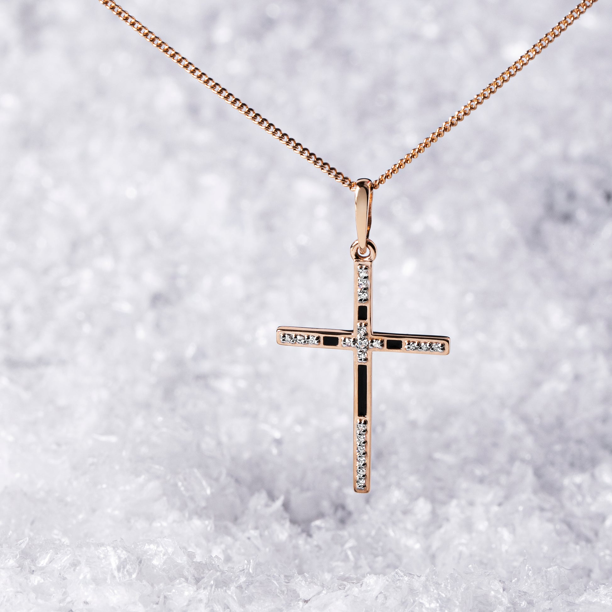 Anhänger – Kreuz mit Zirkonia und Emaille Bild 2