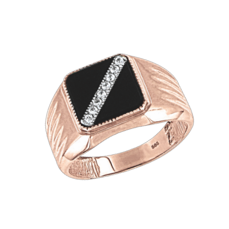 Herrenring mit Onix und Zirkonia Bild 1