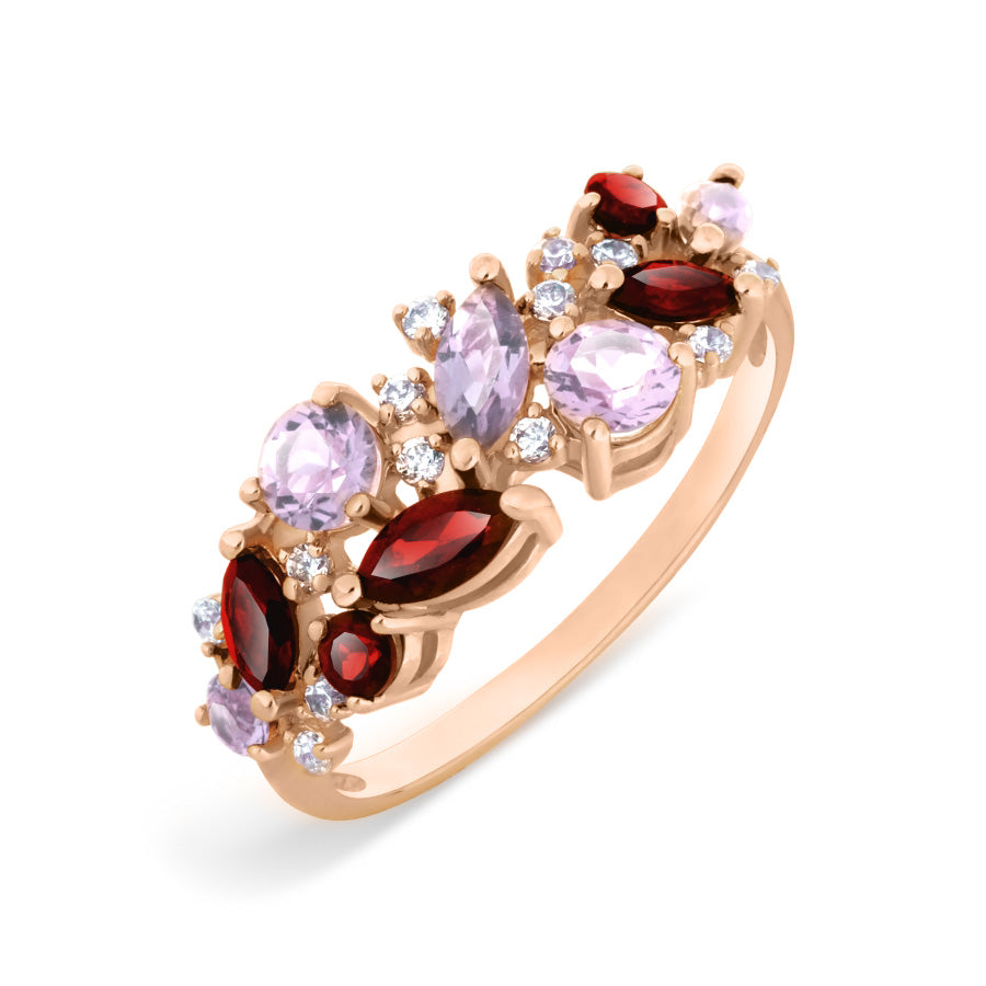 Damenring mit Amethyst und Zirkonia Bild 1