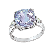 Damenring mit Amethyst und Zirkonia Bild 1