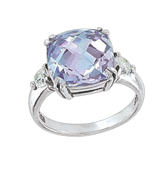 Damenring mit Amethyst und Zirkonia Bild 1