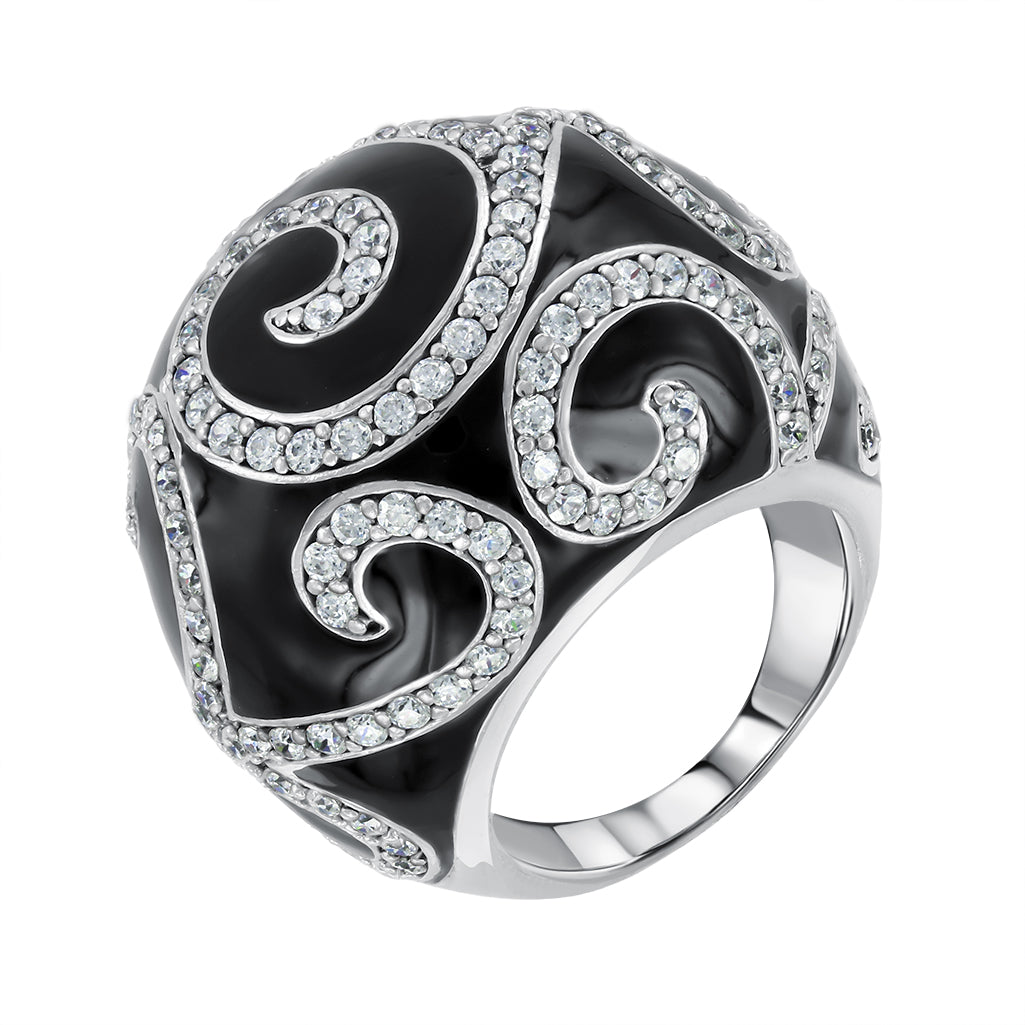 Damenring mit Onyx und Zirkonia Bild 1