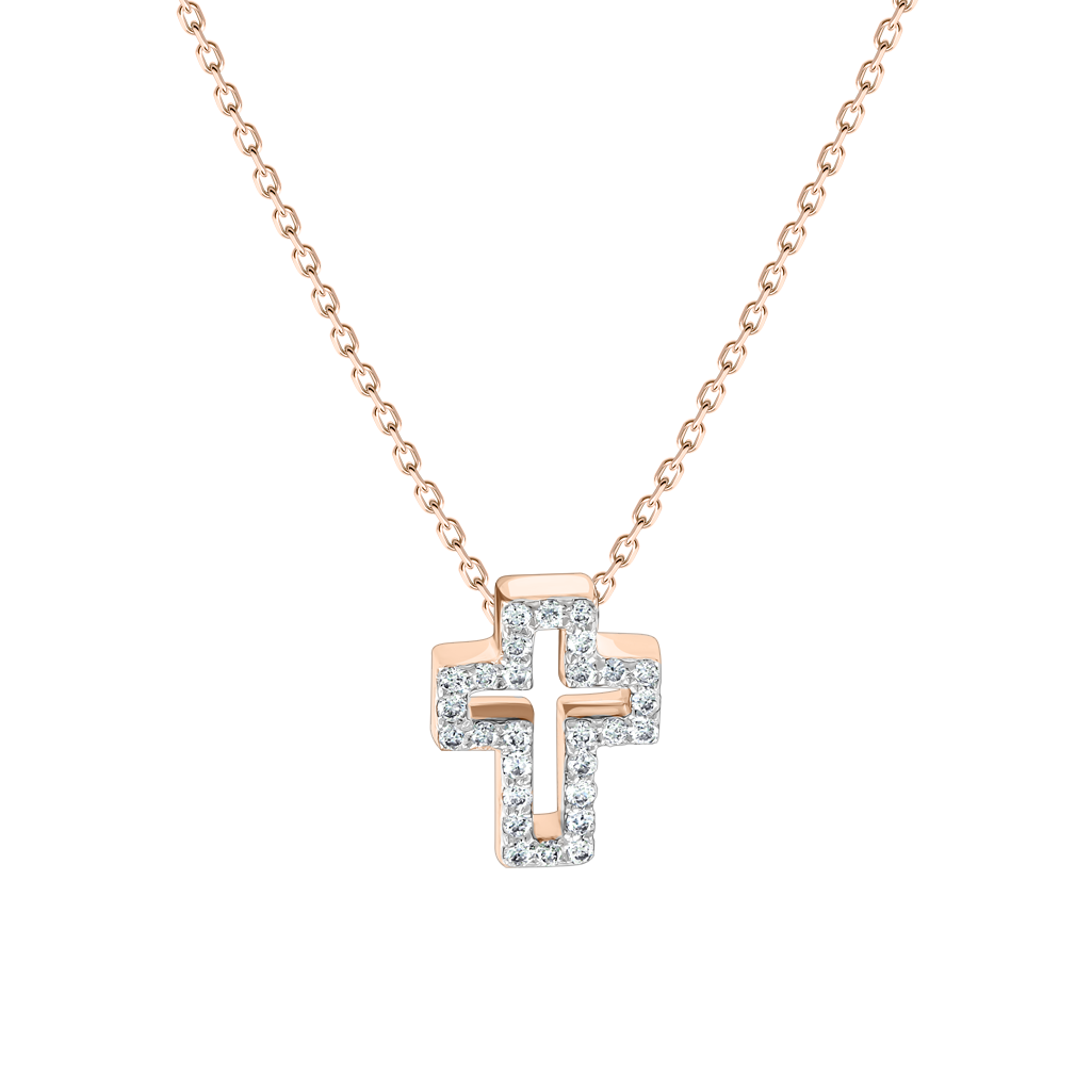 Goldkette mit Kreuz und Brillanten Bild 1