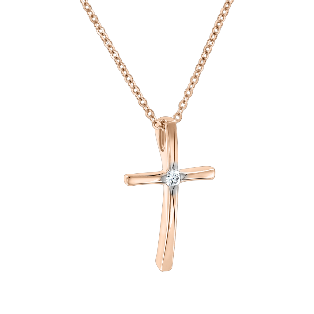 Goldkette mit Kreuz und Brillant Bild 1