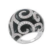 Damenring mit Onyx und Zirkonia Bild 1