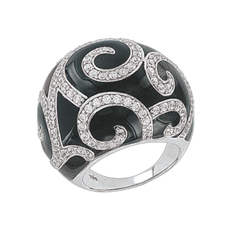 Damenring mit Onyx und Zirkonia Bild 1