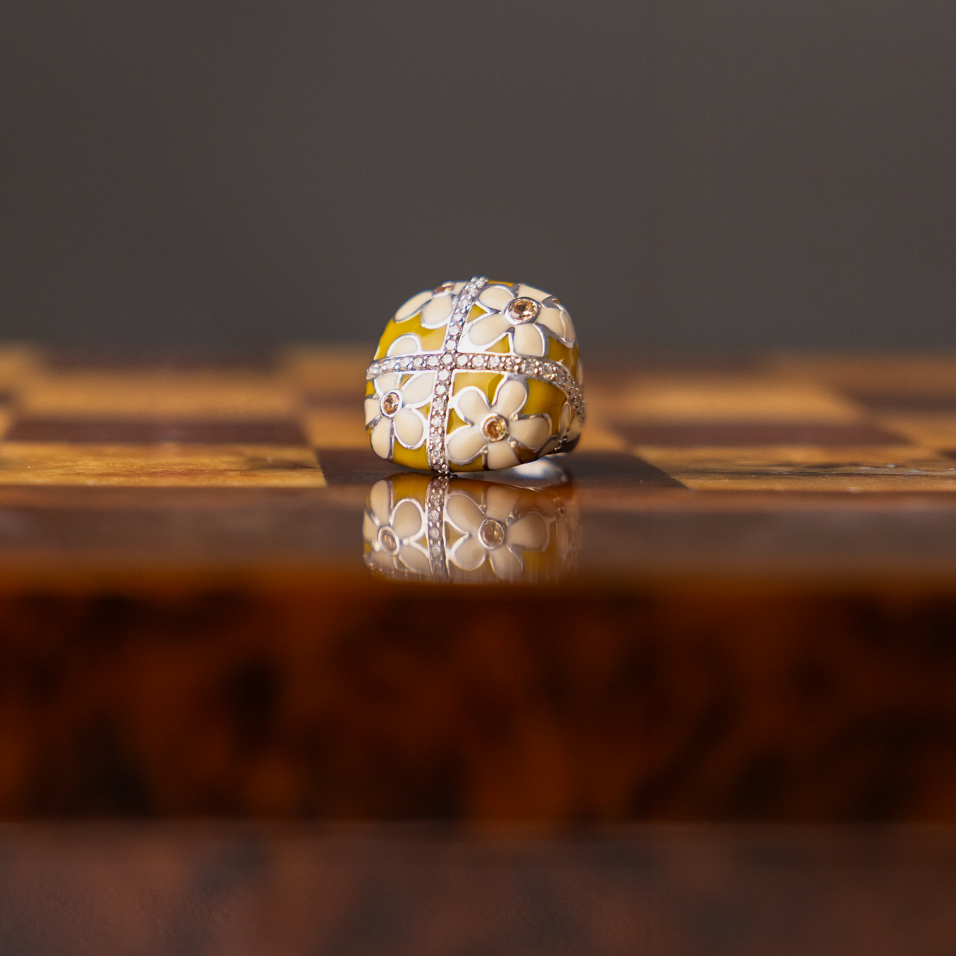 Damenring mit Emaille und Zirkonia Bild 1