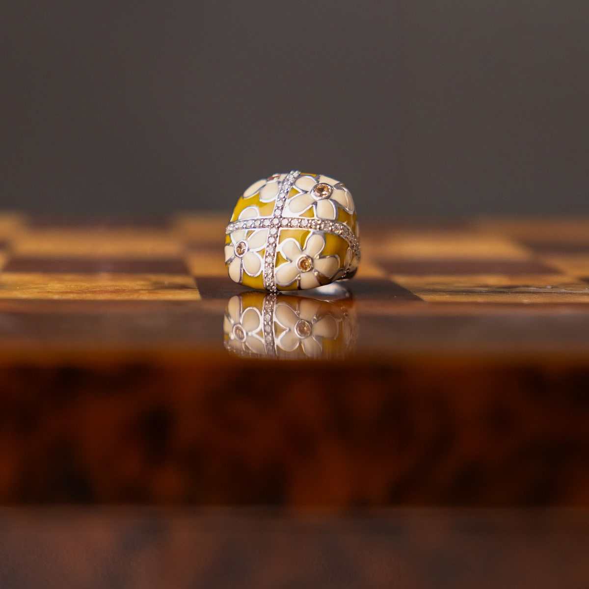 Damenring mit Emaille und Zirkonia Bild 1