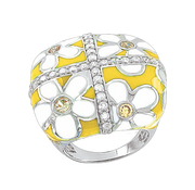 Damenring mit Emaille und Zirkonia Bild 1