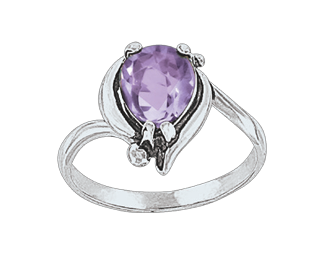 Damenring mit Amethyst und Zirkonia Bild 1