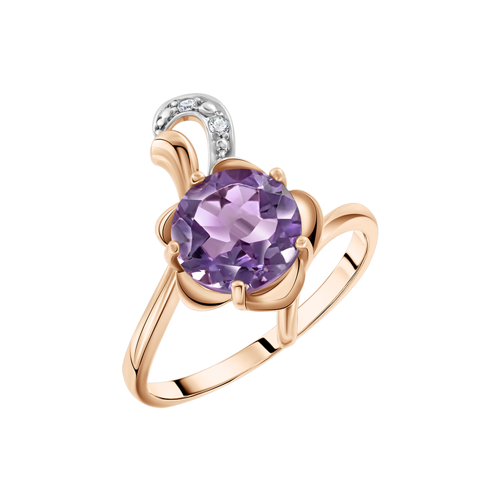 Damenring mit Amethyst und Zirkonia Bild 1