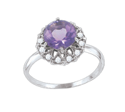 Damenring mit Amethyst und Zirkonia Bild 1