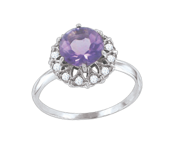 Damenring mit Amethyst und Zirkonia Bild 1