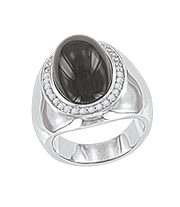 Damenring mit Onyx und Zirkonia Bild 1