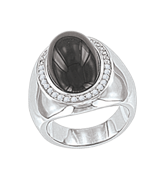 Damenring mit Onyx und Zirkonia Bild 1