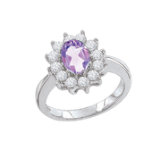Damenring mit Zirkonia und Amethyst syn. Bild 1