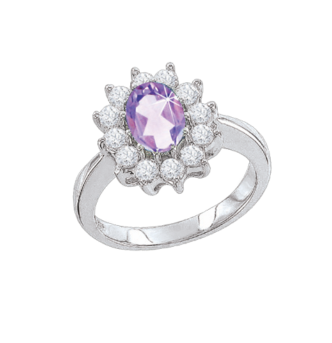 Damenring mit Zirkonia und Amethyst syn. Bild 1