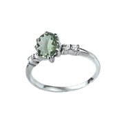 Damenring mit grünem Amethyst und Zirkonia Bild 1