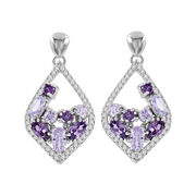 Ohrstecker rhodiniert mit Amethyst Bild 1