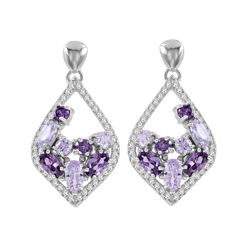 Ohrstecker rhodiniert mit Amethyst Bild 1