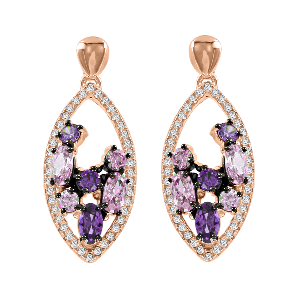 Ohrstecker vergoldet mit Amethyst und  Zirkonia Bild 1