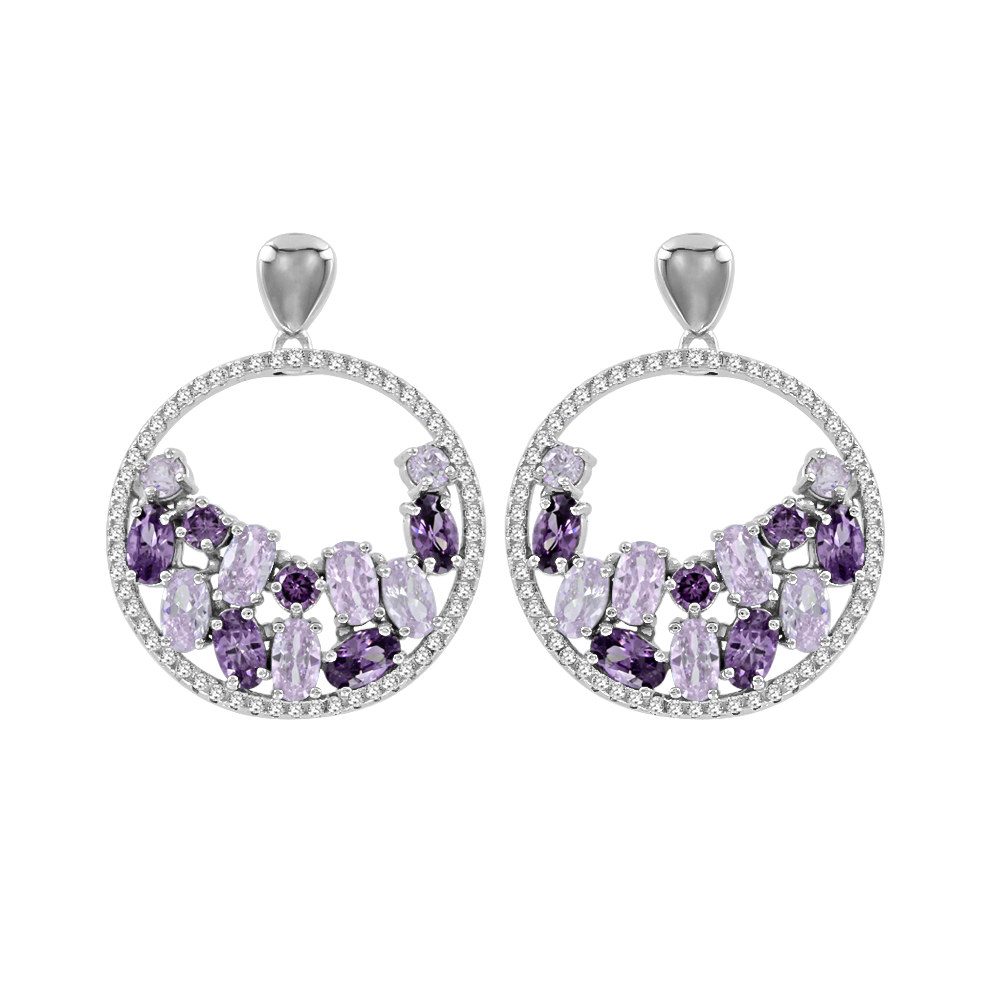 Ohrstecker rhodiniert mit Amethyst Bild 1
