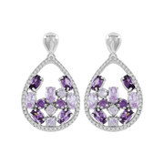 Ohrstecker rhodiniert mit Amethyst Bild 1